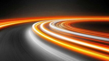 vibrant orange neon lights in motion, symbolizing speed, energy, and creativity. The dynamic swirls and patterns evoke a sense of excitement and modernity