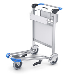 Empty airport trolley on white background - 3D illustration