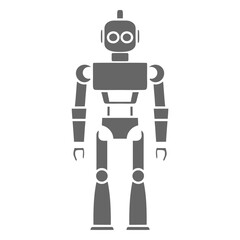AI technology concept with cute robot character. Artificial intelligence in science and business, smart machine concept. Cartoon illustration with futuristic bot. Electronic robotic humanoid machine