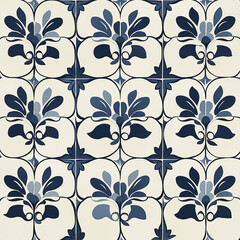 Design a seamless pattern featuring Iznik floral motifs combined with modern tile design for a clean, elegant look