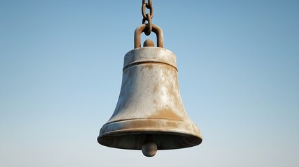 Vintage Bell Hanging Against Clear Sky Background