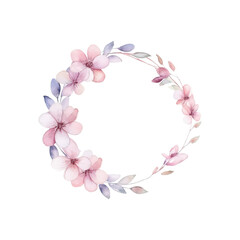 Pink roses and greenery in a circular frame. Suitable for wedding invitations, greeting cards, or floral themed designs. Feminine and elegant. Generative AI