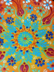 Background of oriental style patterns on clay pottery