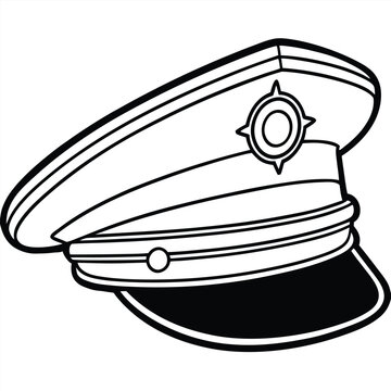 recommend clip art: Marine captain hat vector line art