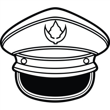 recommend clip art: Marine captain hat vector line art