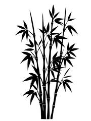 Black bamboo silhouette on a white background. bamboo stems, branches and leaves. Vector illustration.