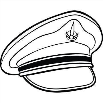 recommend clip art: Marine captain hat vector line art
