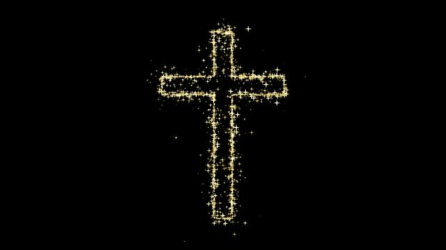 Jesus christ cross with particle glitter animation 4k