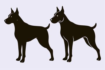 vector, isolated black silhouette of a dog, 