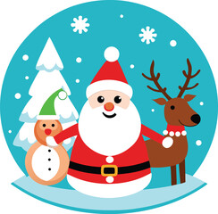 christmas reindeer santa snowman vector 