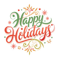 happy holidays elegant font white background.