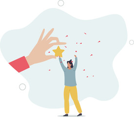 Employee success recognition, encourage and motivate best performance,flat design with people.