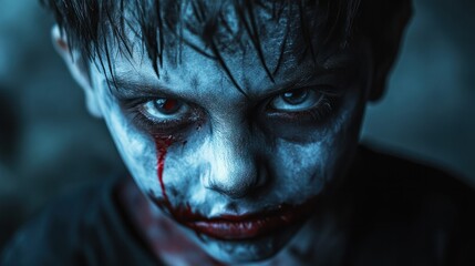 Obraz premium Boy make up as evil for halloween party
