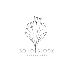 flower summer beauty nature logo design line vector