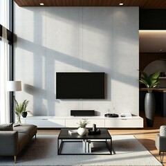 modern living room with fireplace
