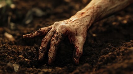 Halloween, dead hand coming out from the soil