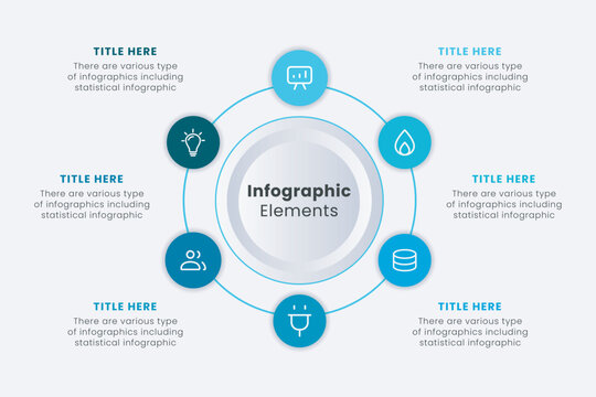 Infographic elements design template, A circle infographic with 6 steps can be used for workflow layout, presentation, diagram, banner, web design, and vector illustration.