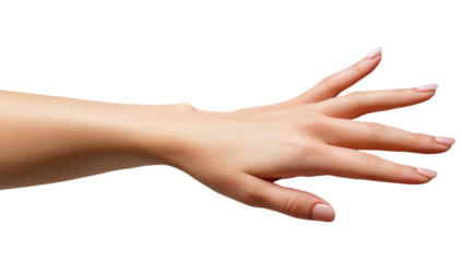 Human Hand Reaching Out Isolated on a Transparent Background