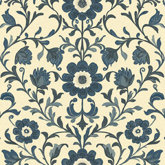 Fototapeta premium Craft a seamless Iznik-inspired pattern with delicate symmetry and continuous flow, perfect for traditional and modern decor