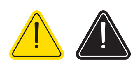 Obraz premium Warning sign with triangle shape and exclamation mark. General safety alert icons for various uses. Precaution and attention message symbol.