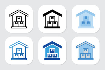 Warehouse icons with various design styles