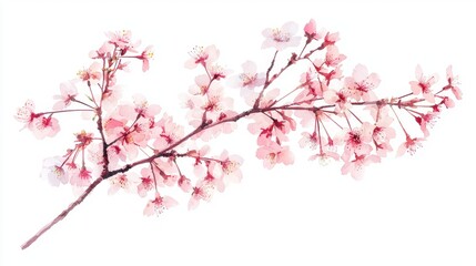 Obraz premium Japanese-style birthday, cherry blossoms and traditional decor, elegant design, ink wash style, isolated on white background.