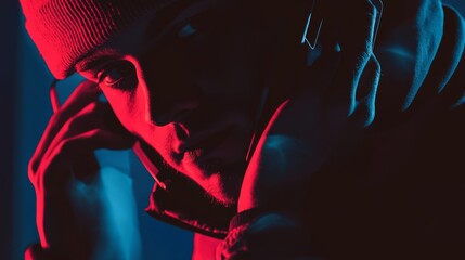 Unknown number calling in the middle of the night. Phone call from stranger. Man answering to incoming call. Phone call from unknown number. Call center gang, scammer or stranger.