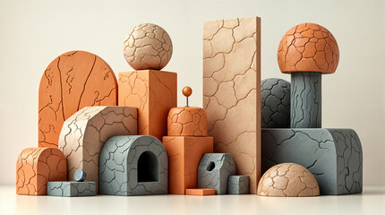 Abstract Geometric Shapes in Warm Earthy Tones