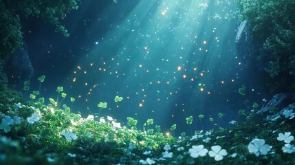 Fototapeta premium a forest filled with lots of white flowers