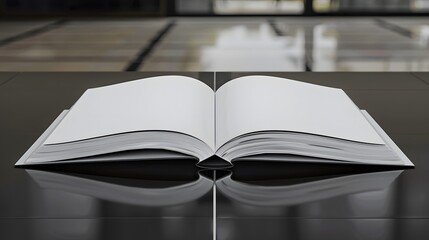 Open Book on a Reflective Surface