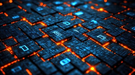 Digital Canvas with Glowing Stylized Patterns