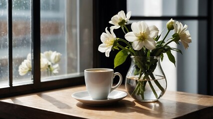 White flowers in the window