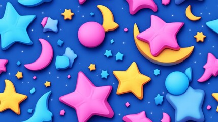 Colorful Stars and Moons Pattern for Creative Projects