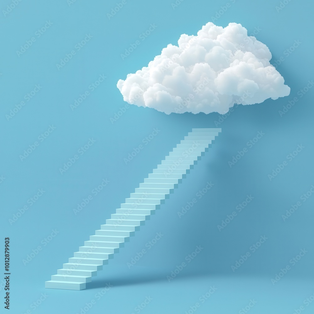 Wall mural Cloud and Stairs Minimalist Abstract Concept.