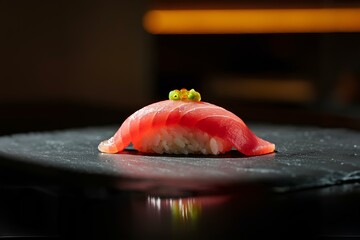 Tuna nigiri sushi, luxury background. Artistic food.｜まぐろ握り寿司、高級感のある背景。芸術的な食べ物