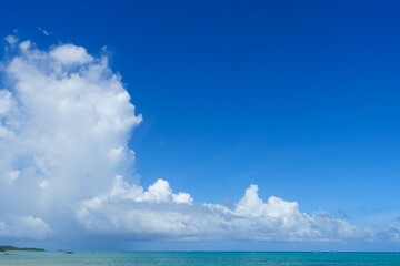 夏の入道雲と青い空　南国の美しいビーチ