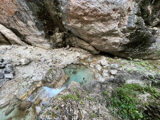 Mlinarica gorge or Mlinarica Canyon, Trenta (Triglav National Park, Slovenia) - Die Flussbetten von Mlinarica oder Tröge der Mlinarica, Trenta (Triglav-Nationalpark, Slowenien) - Korita Mlinarice