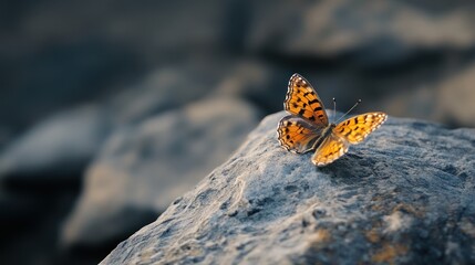 Obraz premium Butterfly on a Rock