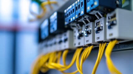 Closeup of Electrical Panel with Yellow Wires