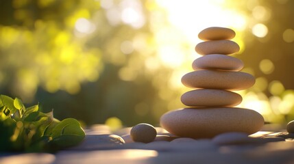 Obraz premium Zen Garden Stones Stacked in Harmony