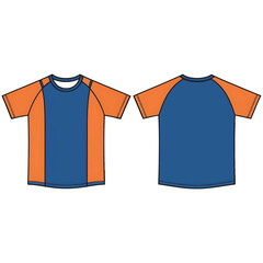 Blue and Orange Raglan T-Shirt Template