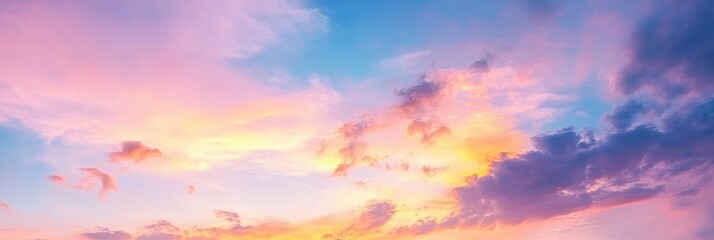 colorful sunset sky with pink orange and yellow clouds