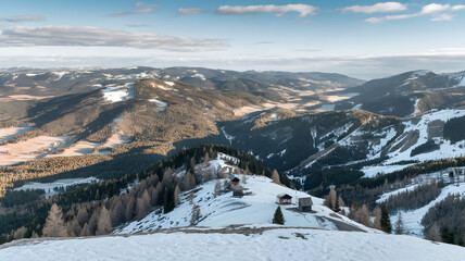 snow covered mountains in winter