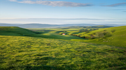 Obraz premium Mountains and fields in spring