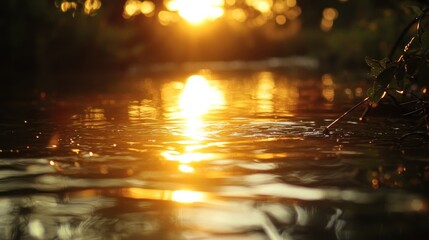 Golden Sunset Reflections on Water