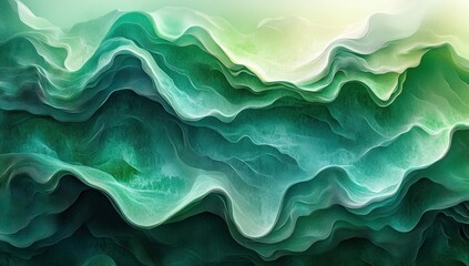 Abstract Green Wave Landscape