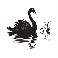 black swan on white,swan, bird, animal, vector, illustration, water, silhouette, symbol, love, lake, nature, art, duck, birds, cartoon, drawing, feather, black, beak, icon, design, wing, swimming, swa
