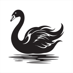 black swan on white,swan, bird, animal, vector, illustration, water, silhouette, symbol, love, lake, nature, art, duck, birds, cartoon, drawing, feather, black, beak, icon, design, wing, swimming, swa