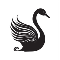 black swan on white,swan, bird, animal, vector, illustration, water, silhouette, symbol, love, lake, nature, art, duck, birds, cartoon, drawing, feather, black, beak, icon, design, wing, swimming, swa