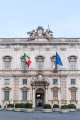 Obraz premium Rome, Italy - April 09, 2024: Quirinale Square, seat of the President of Italy, with tourists strolling among the archaeological remains in Rome, Italy